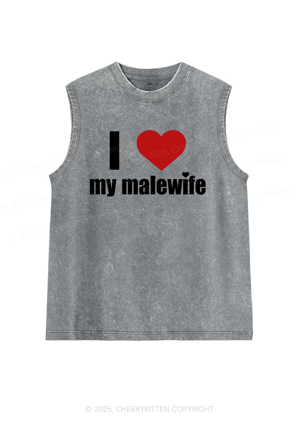 I Love My Malewife Pride Y2K Washed Muscle Tank Cherrykitten