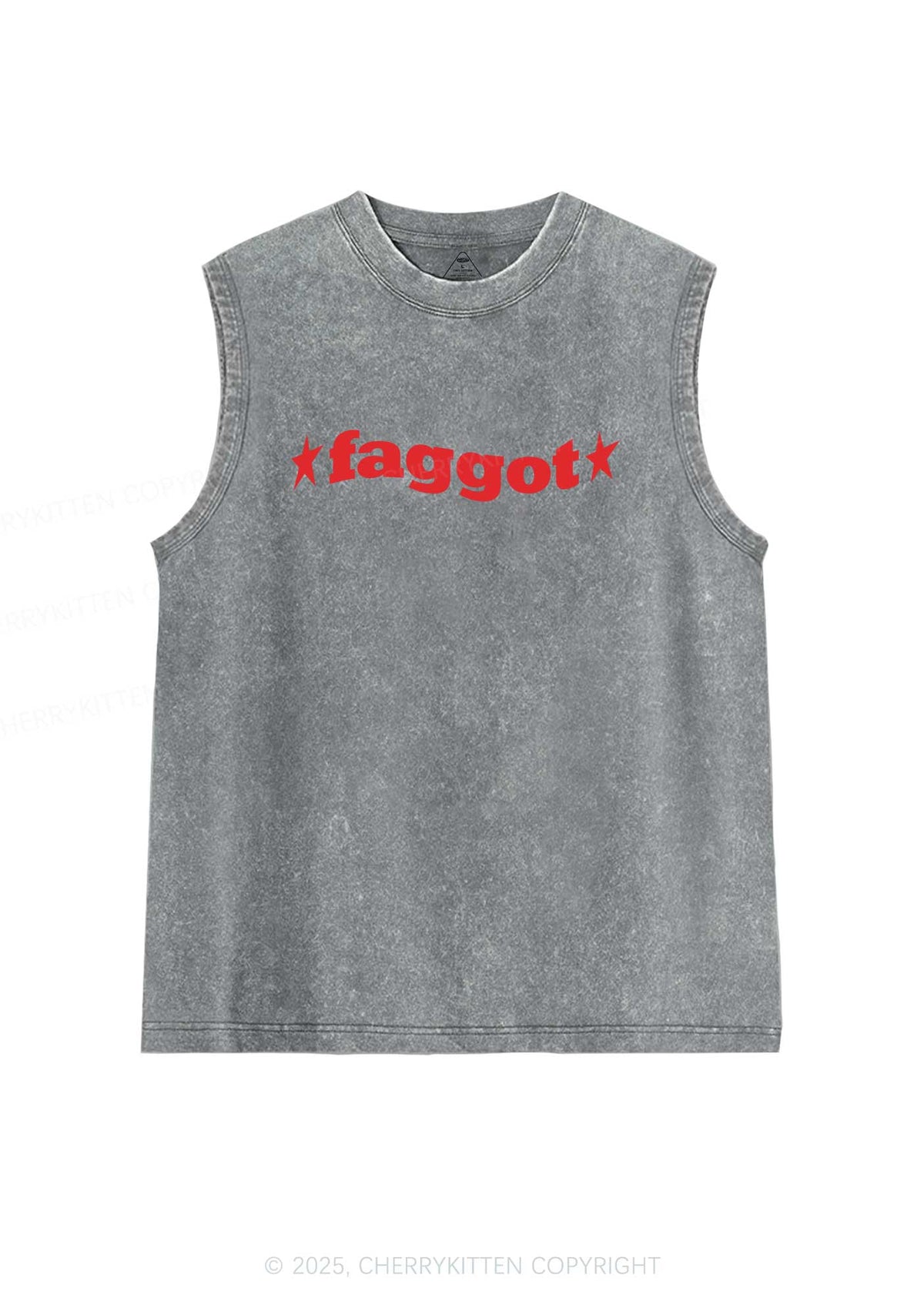 Red Faggot Pride Y2K Washed Muscle Tank Cherrykitten