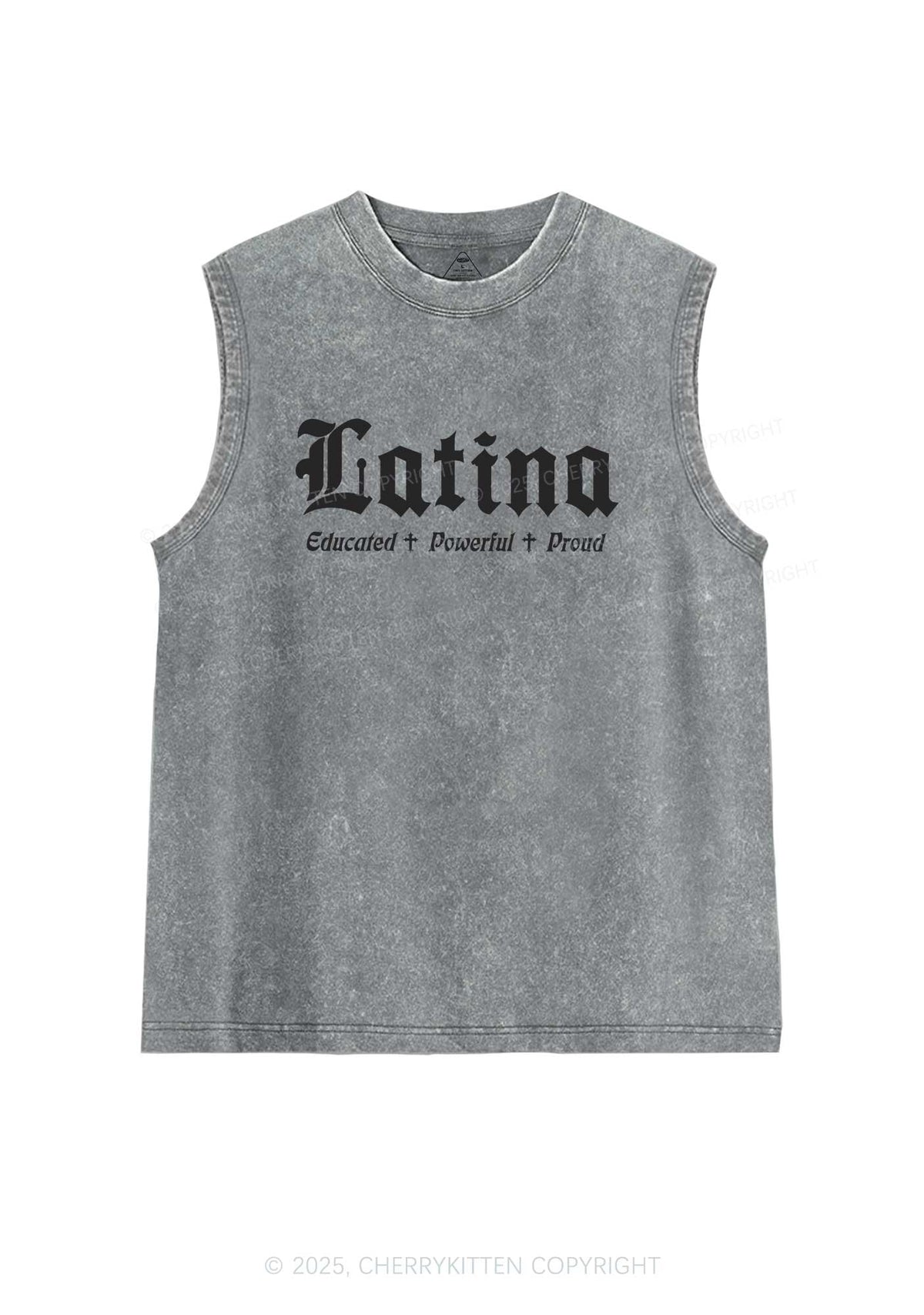 Educated Powerful Proud Latina Y2K Washed Tank Cherrykitten