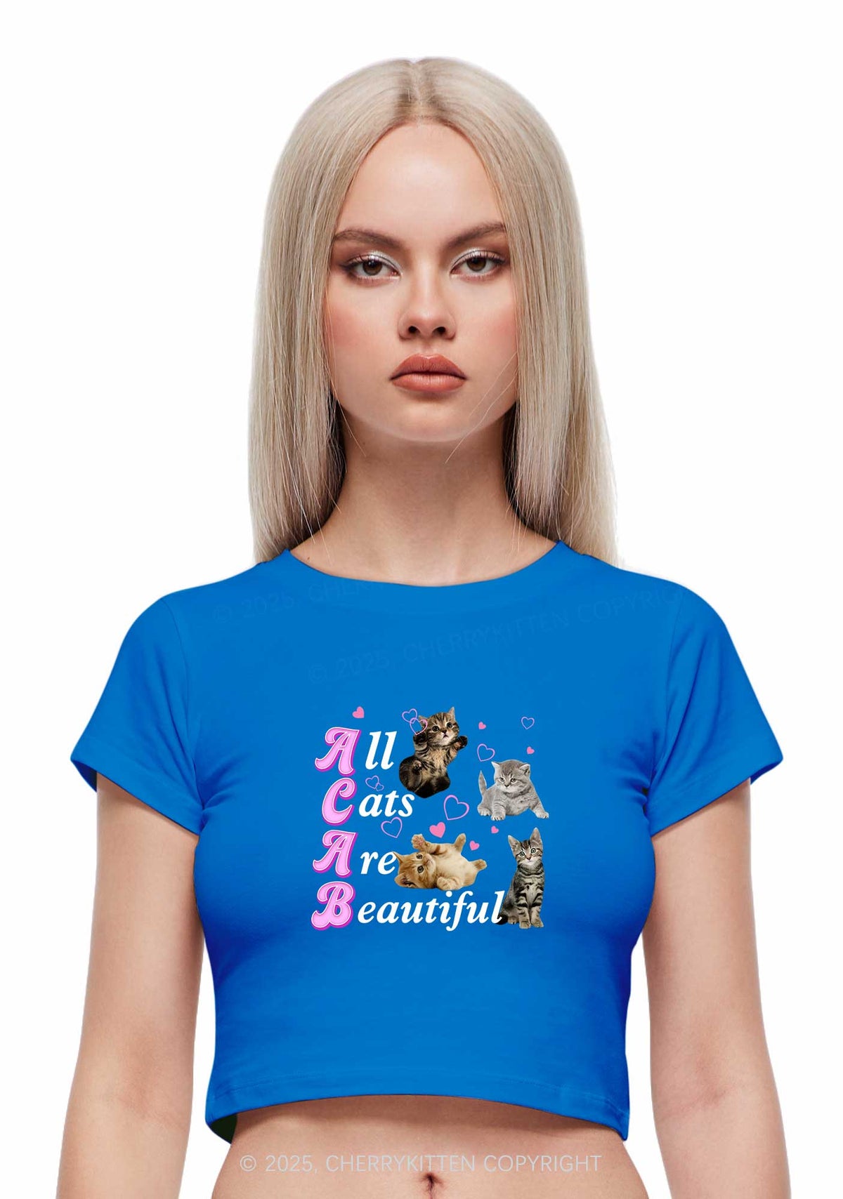 All Cats Are Beautiful Y2K Baby Tee Cherrykitten
