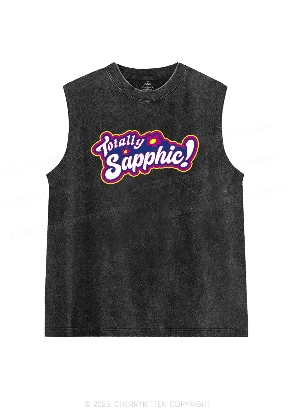 Totally Sapphic Pride Y2K Washed Muscle Tank Cherrykitten