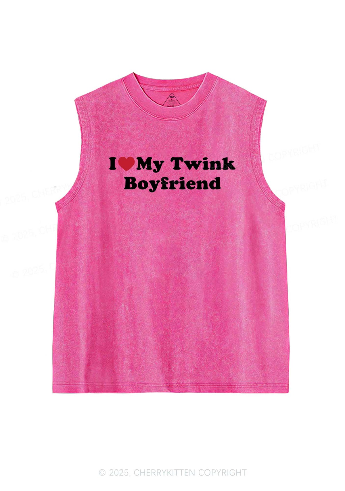 I Love My Twink BF Pride Y2K Washed Muscle Tank Cherrykitten