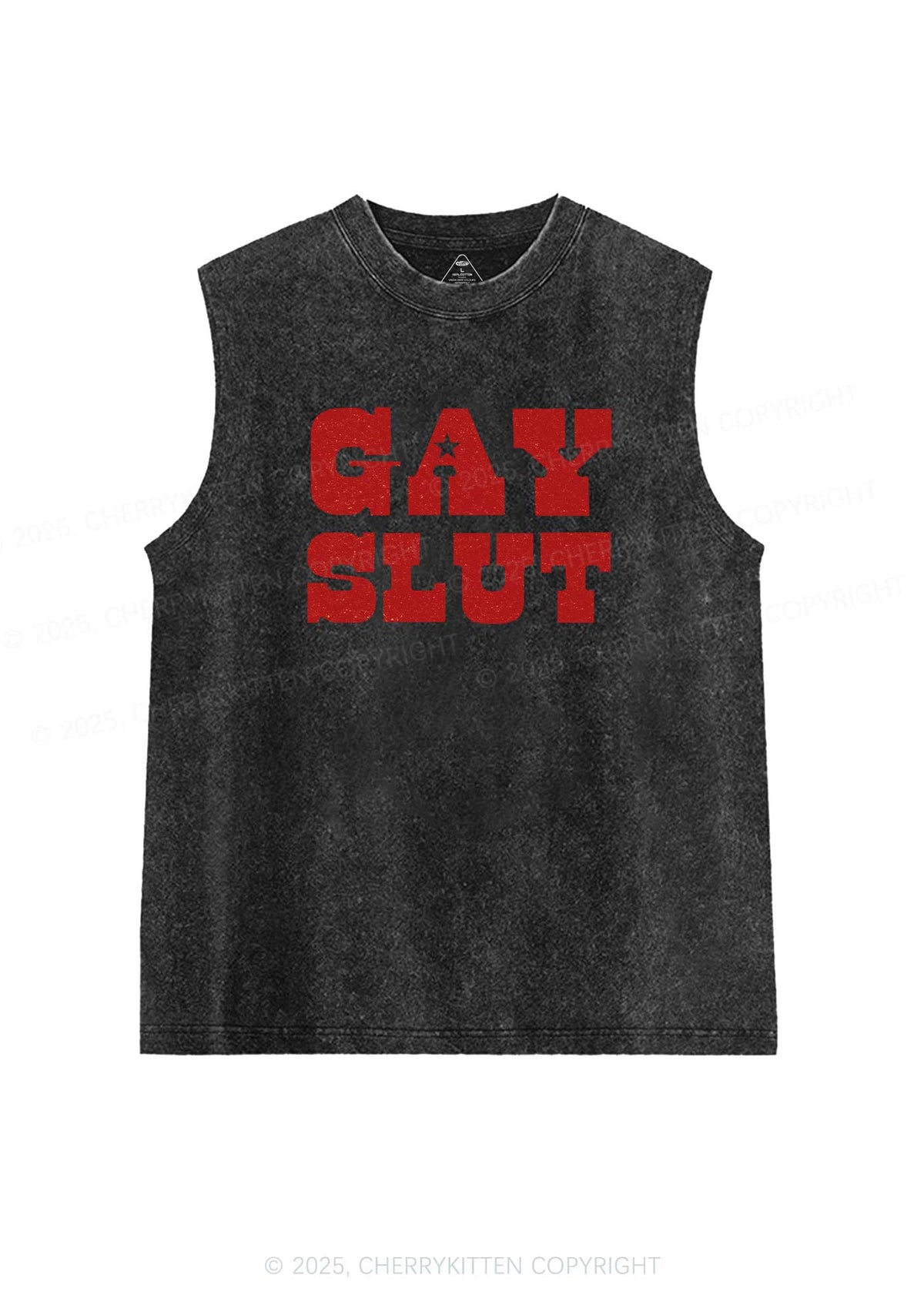 Gay Slxt Pride Y2K Washed Muscle Tank Cherrykitten