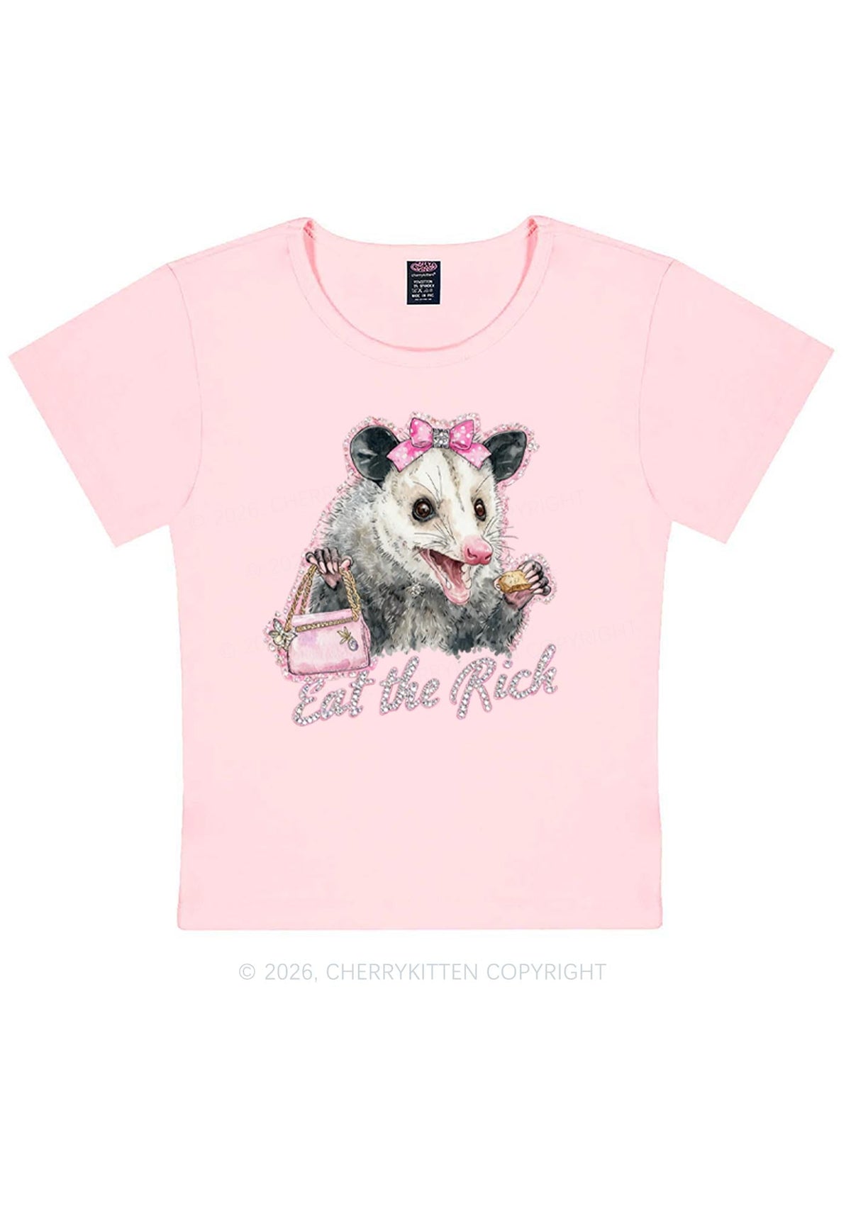 Eat The Rich Possum Y2K Baby Tee Cherrykitten