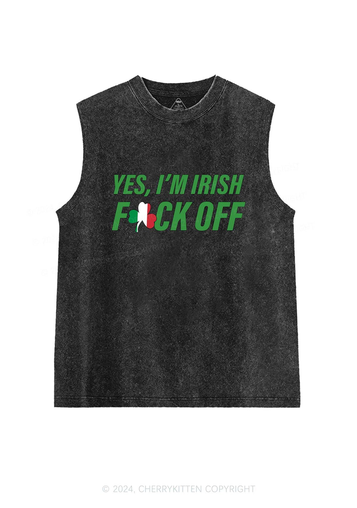 Yes Im Irish St Patricks Y2K Washed Tank Cherrykitten