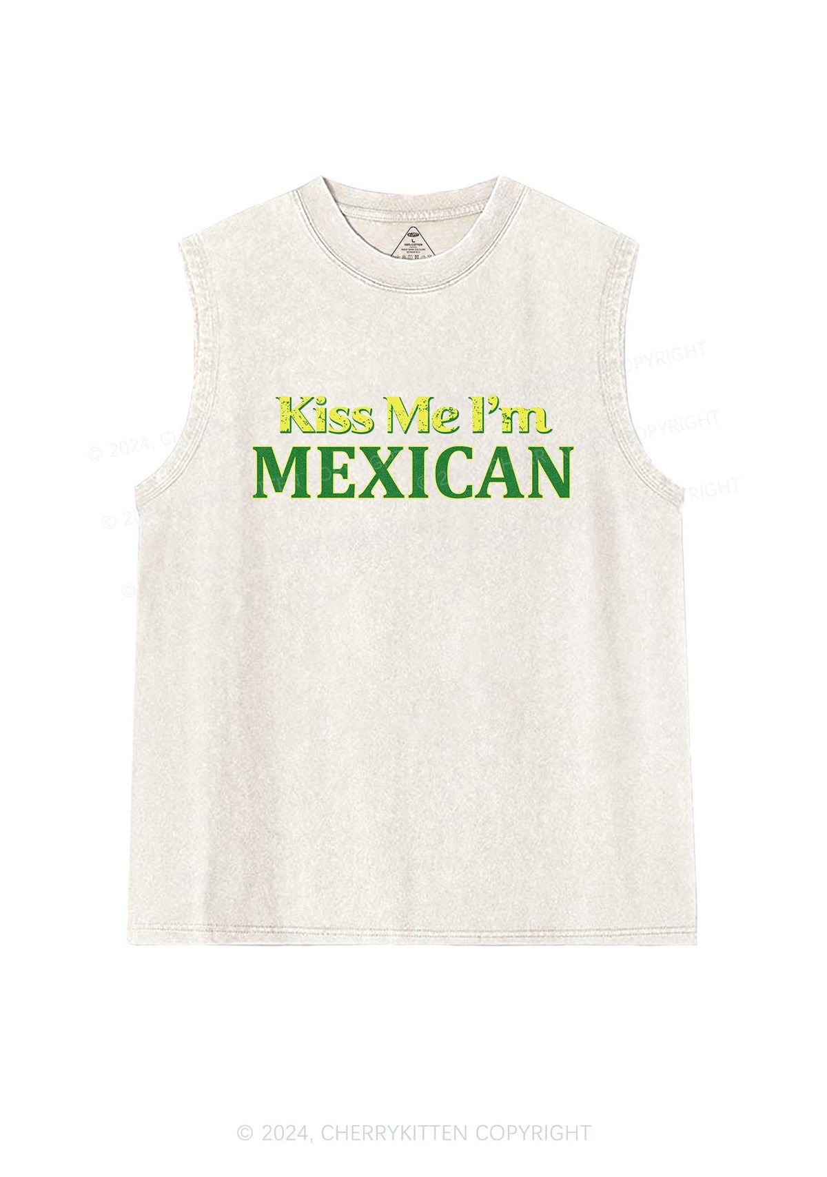 Kiss Me Im Mexican St Patricks Y2K Washed Tank Cherrykitten