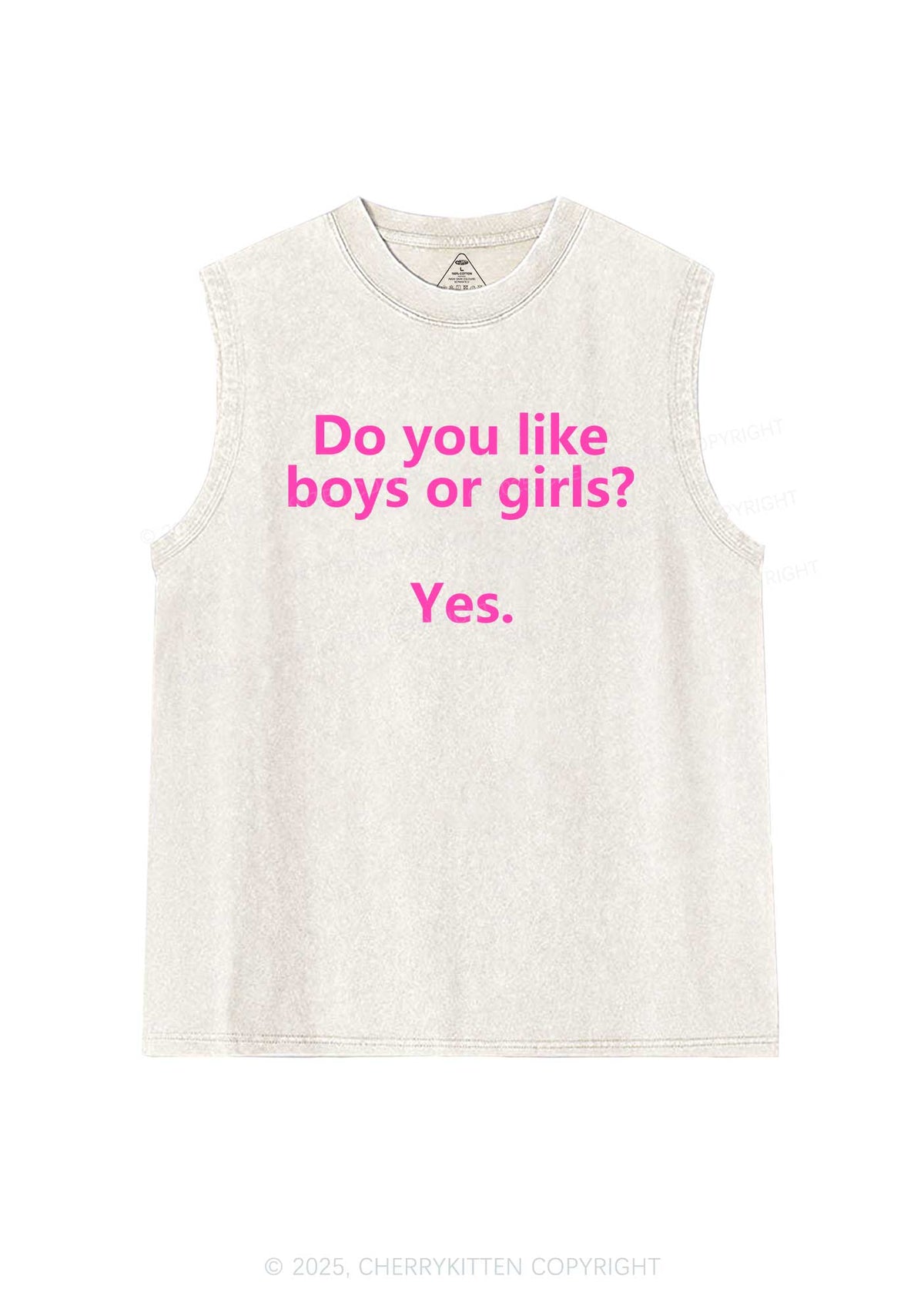Do You Like Boys Or Girls Pride Y2K Washed Muscle Tank Cherrykitten