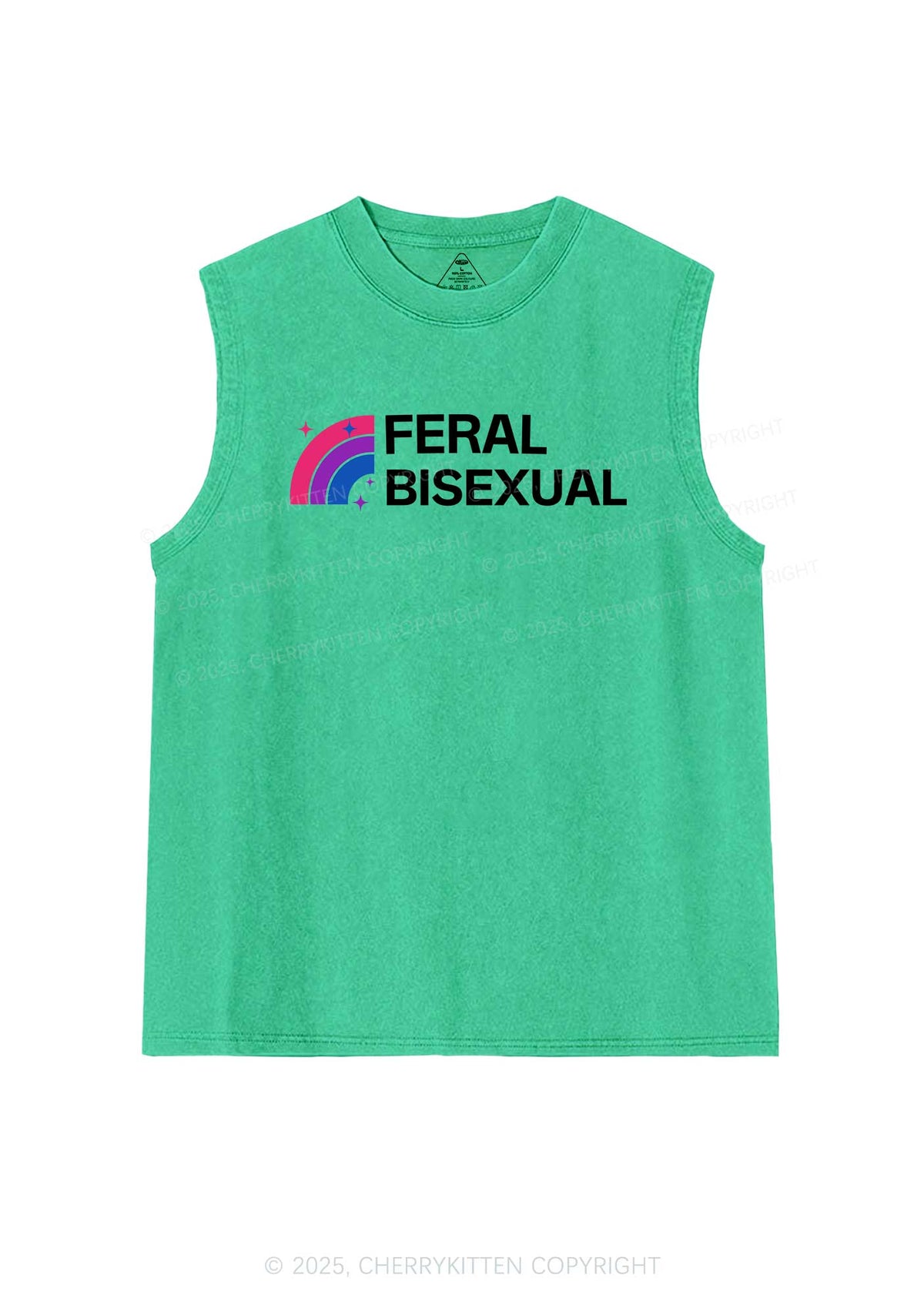 Feral Bisexual Pride Y2K Washed Muscle Tank Cherrykitten