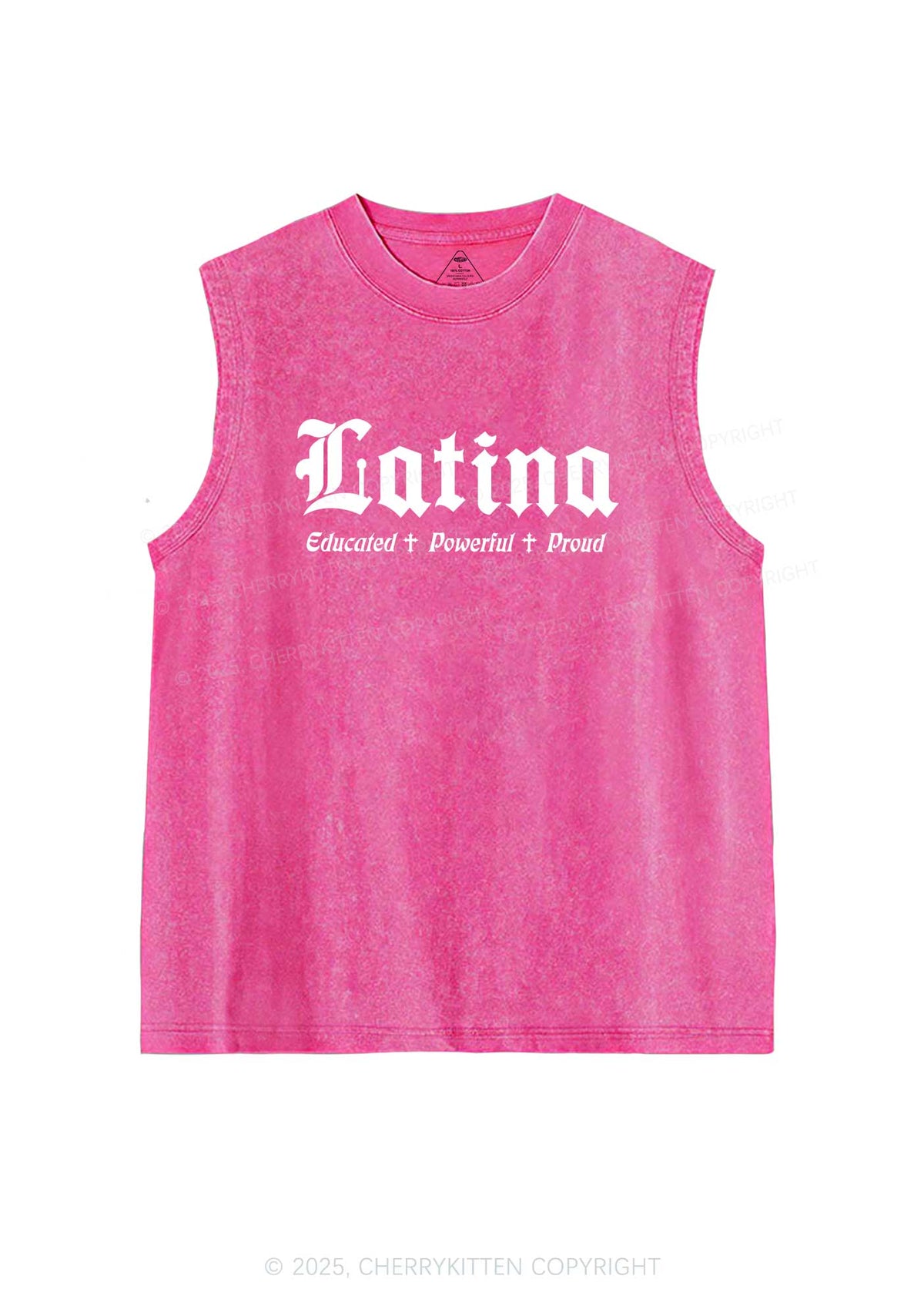 Educated Powerful Proud Latina Y2K Washed Tank Cherrykitten