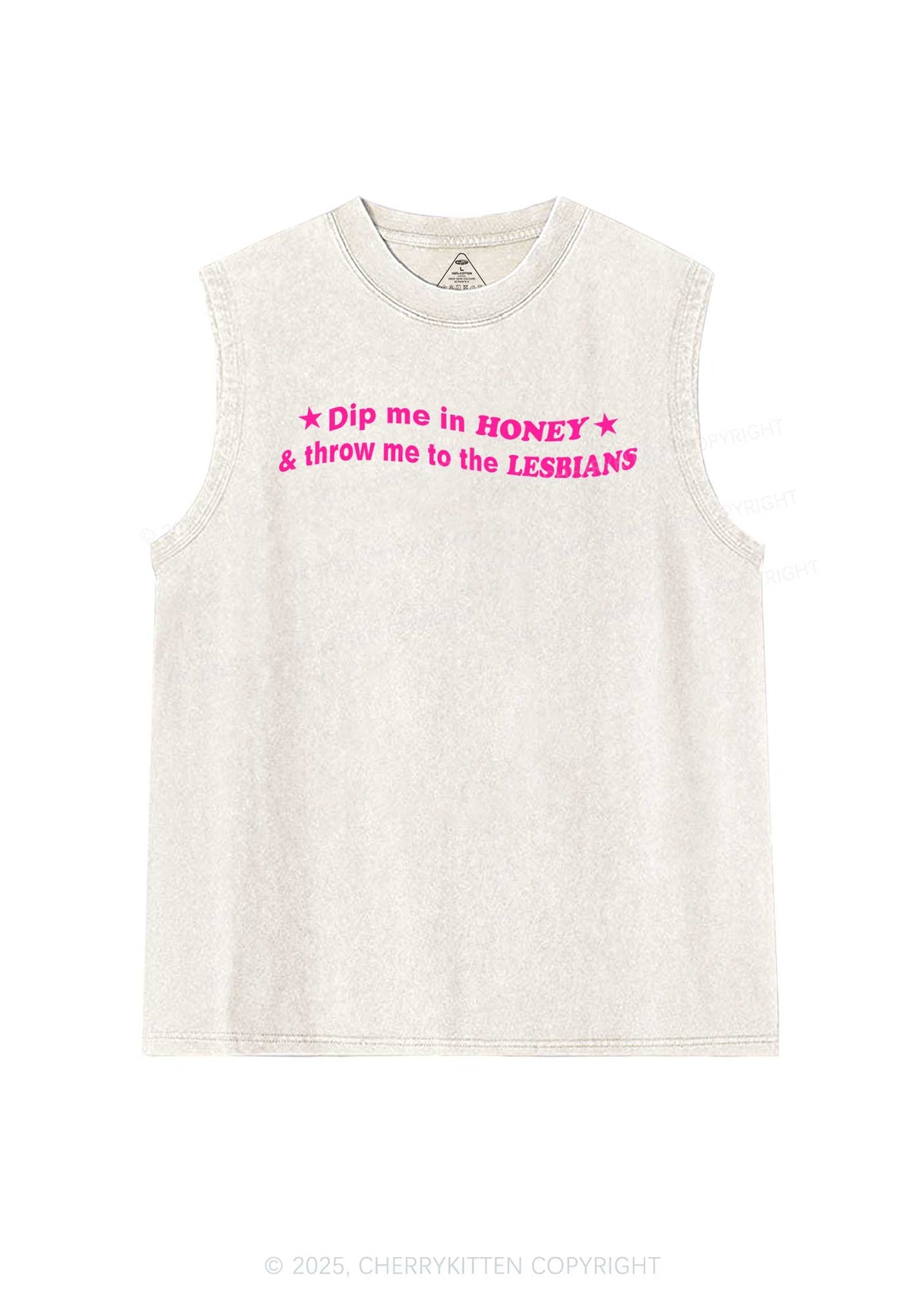 Honey Lesbians Pride Y2K Washed Muscle Tank Cherrykitten