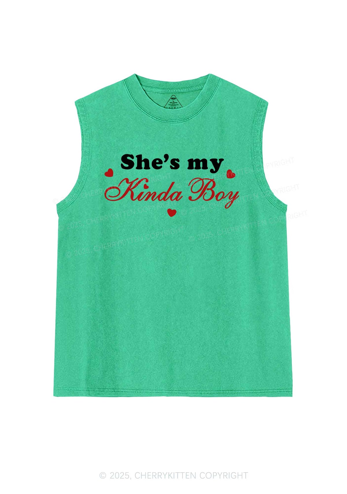 Shes My Kinda Boy Pride Y2K Washed Muscle Tank Cherrykitten