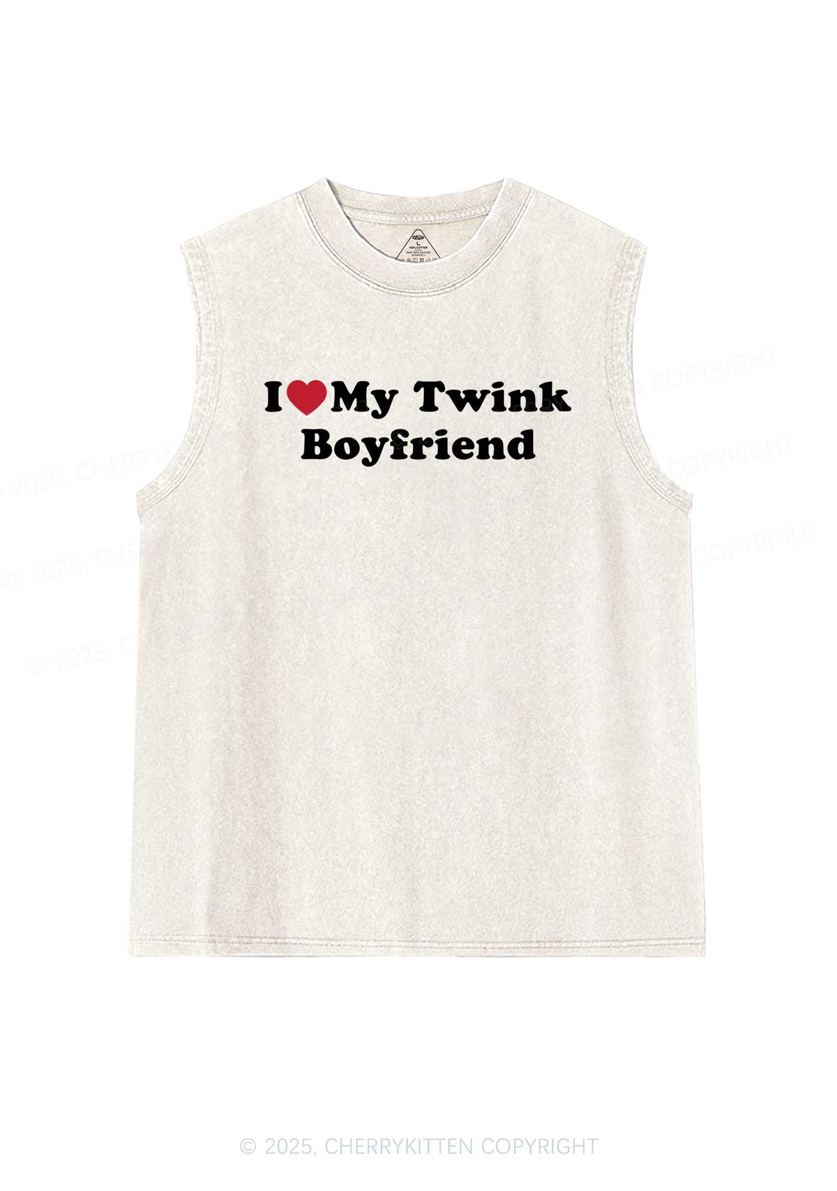 I Love My Twink BF Pride Y2K Washed Muscle Tank Cherrykitten