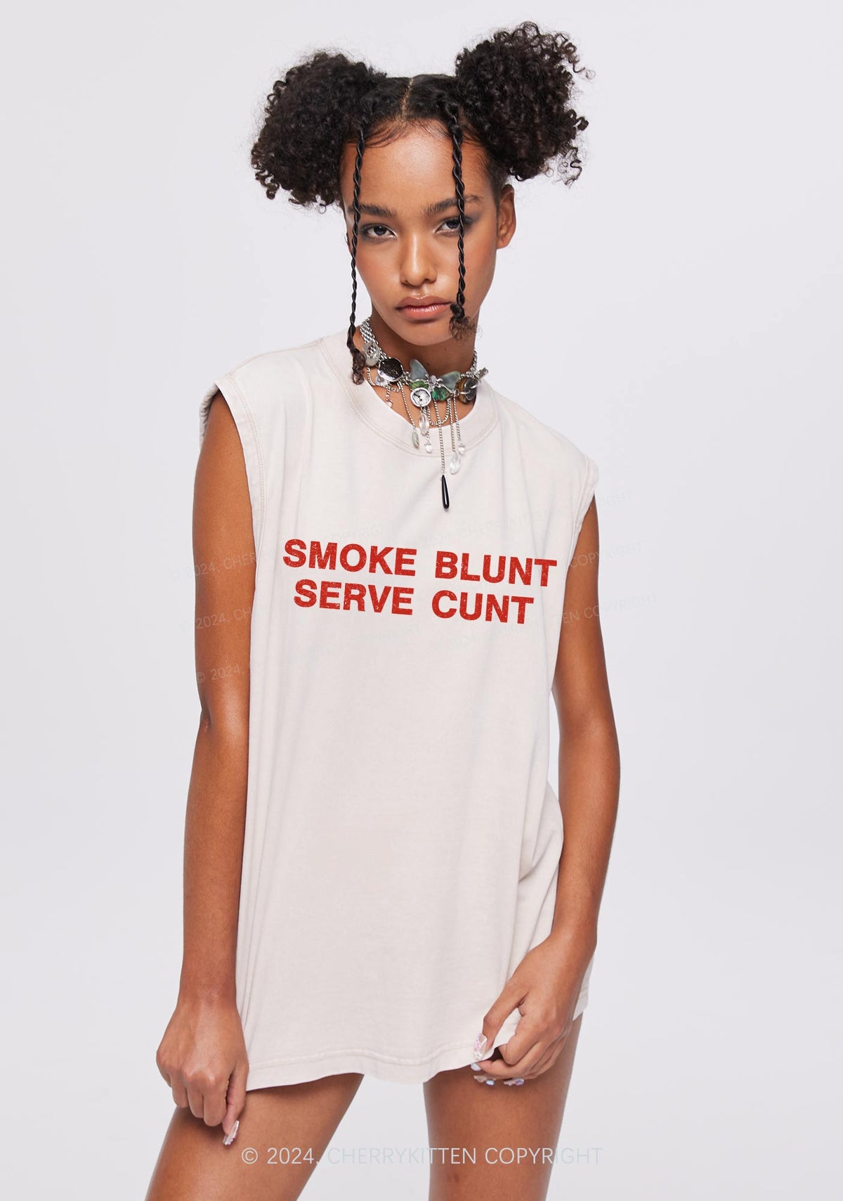 Smoke Blunt Y2K Washed Tank Cherrykitten