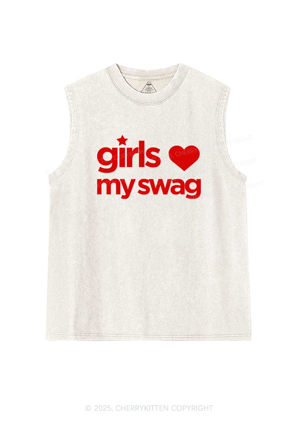 Girls Love My Swag Pride Y2K Washed Muscle Tank Cherrykitten