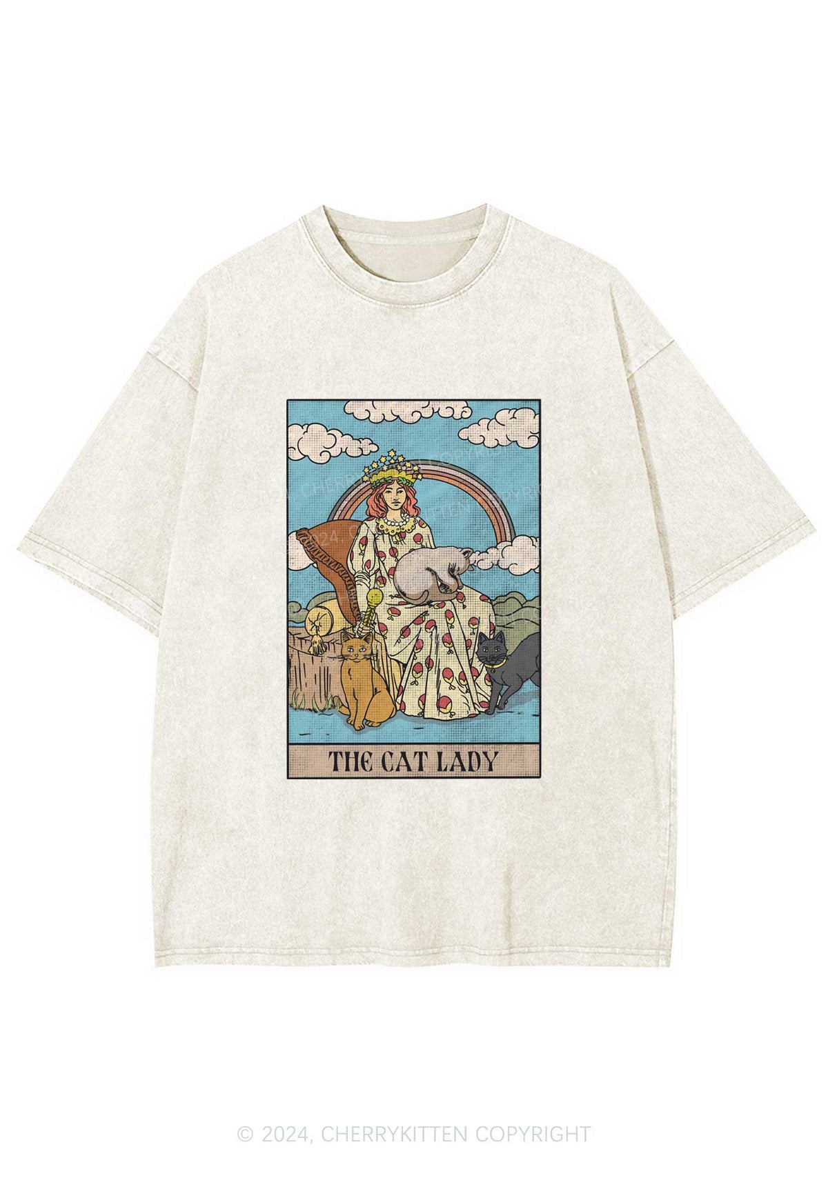 The Cat Lady Y2K Washed Tee Cherrykitten