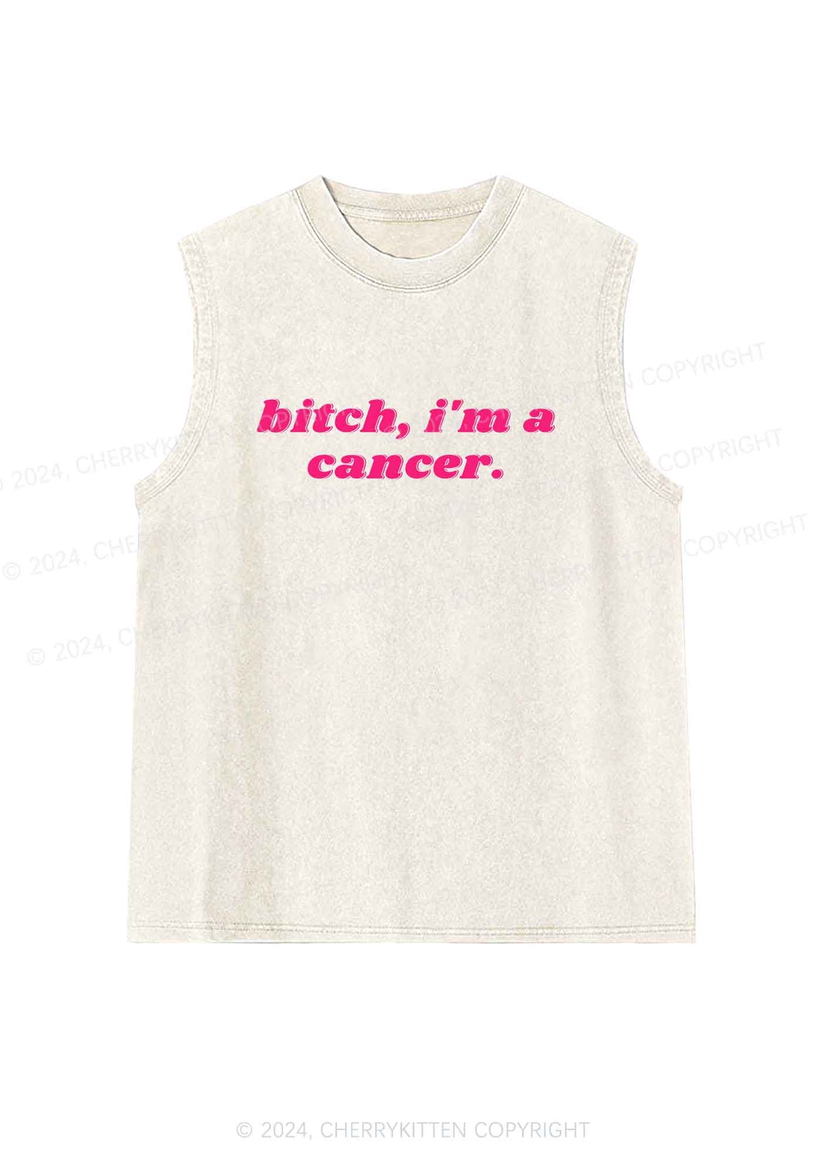 Bxtch I'm A Custom Zodiac Y2K Washed Tank Cherrykitten