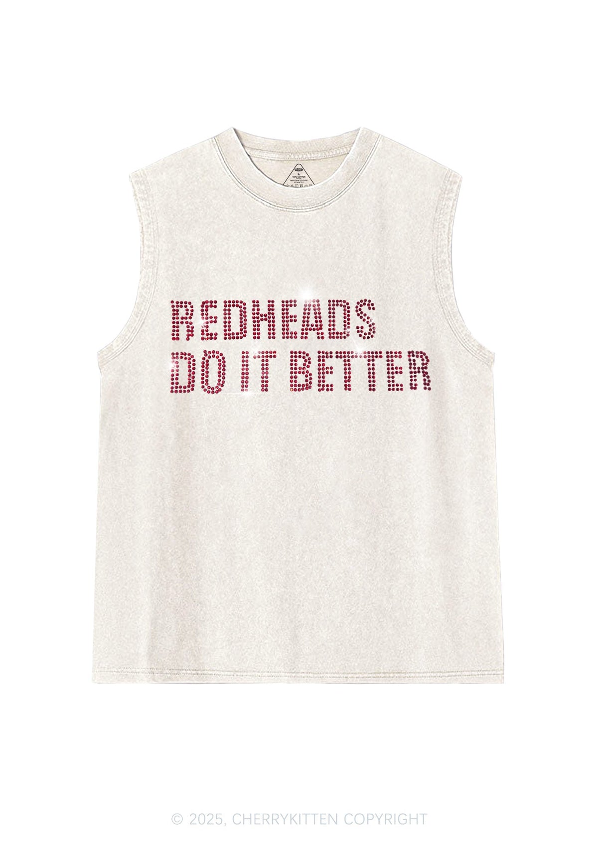 Rhinestone Redheads Do It Better Y2K Washed Muscle Tank Cherrykitten