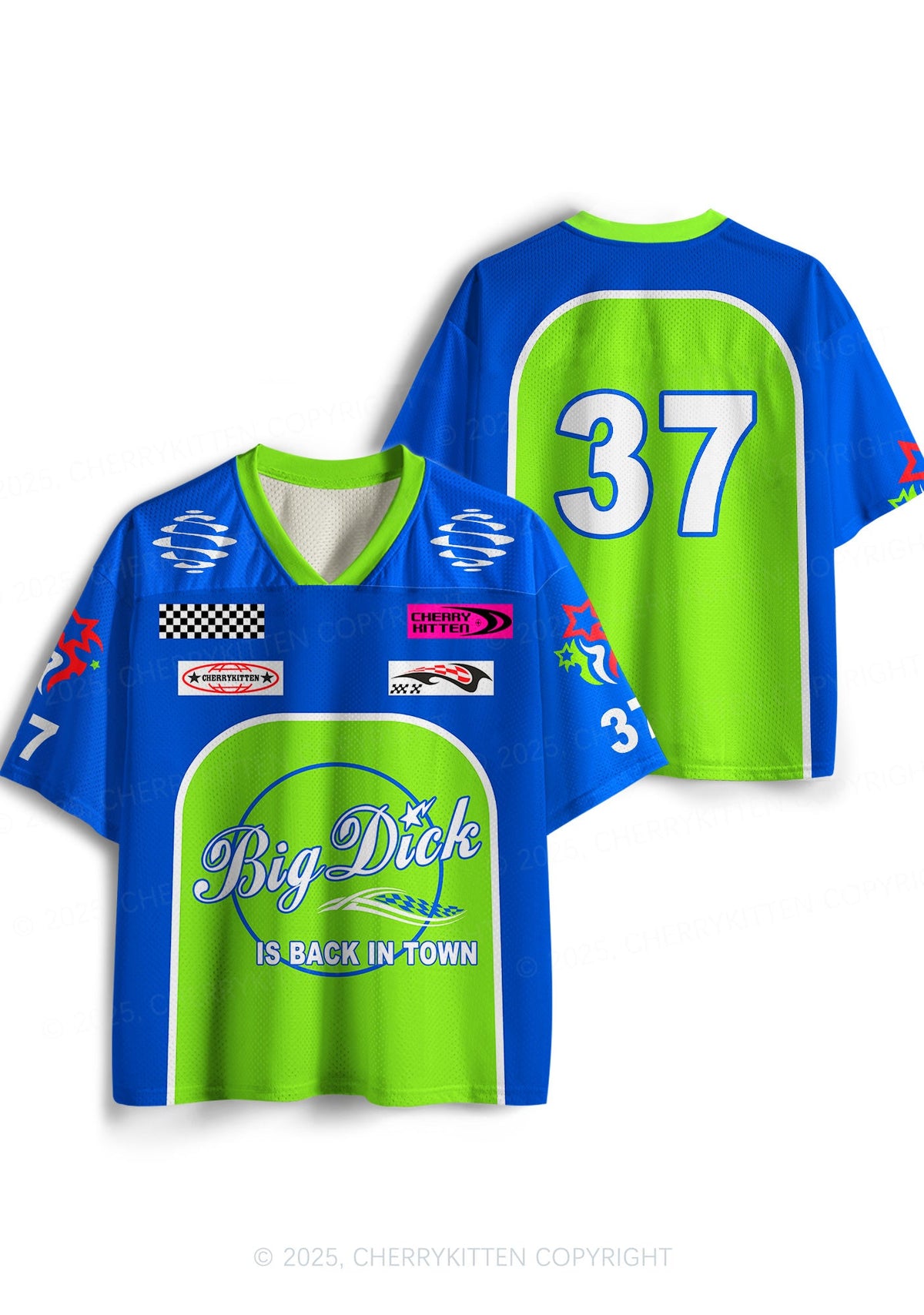 Custom Blue Big Back Town Y2K Sport Jersey Shirts Cherrykitten