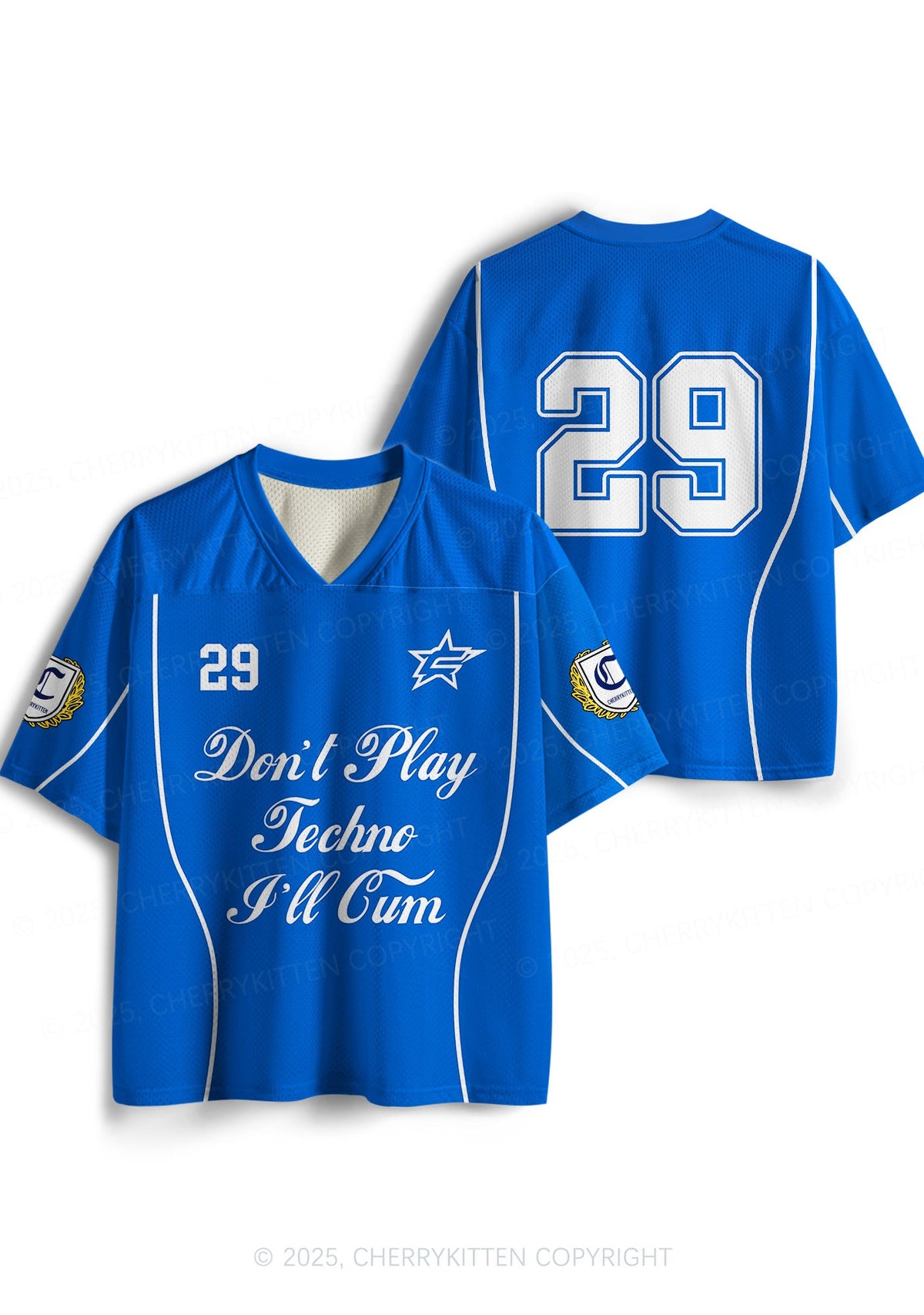 Custom Blue Dont Play Techno Y2K Sport Jersey Shirts Cherrykitten