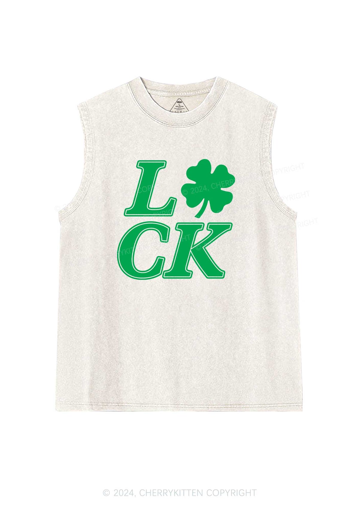 Lucky Clover St Patricks Y2K Washed Tank Cherrykitten