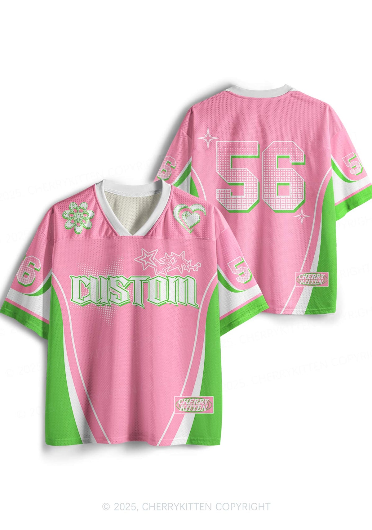 Custom Team Pink Mint Heart Y2K Sport Jersey Shirts Cherrykitten