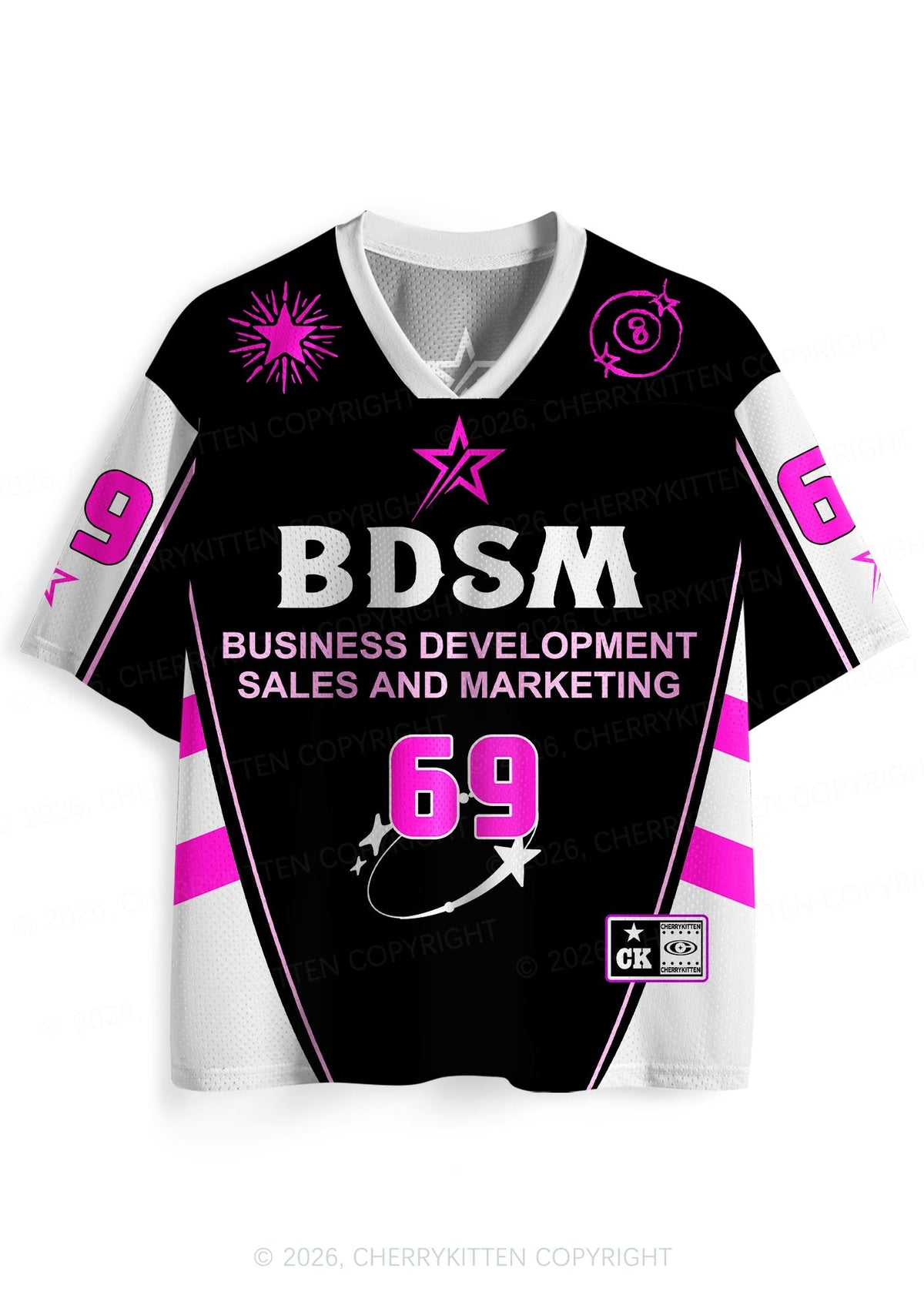 Black BDSM Y2K Sport Jersey Shirts Cherrykitten