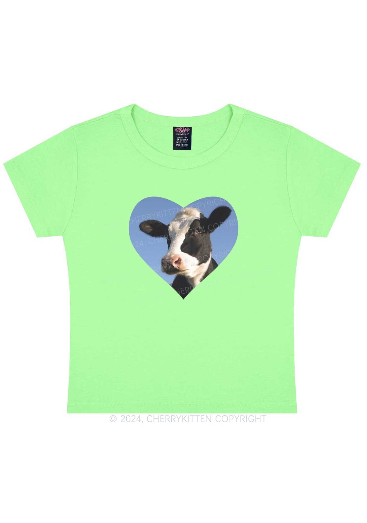 Attentive Cow Y2K Baby Tee Cherrykitten