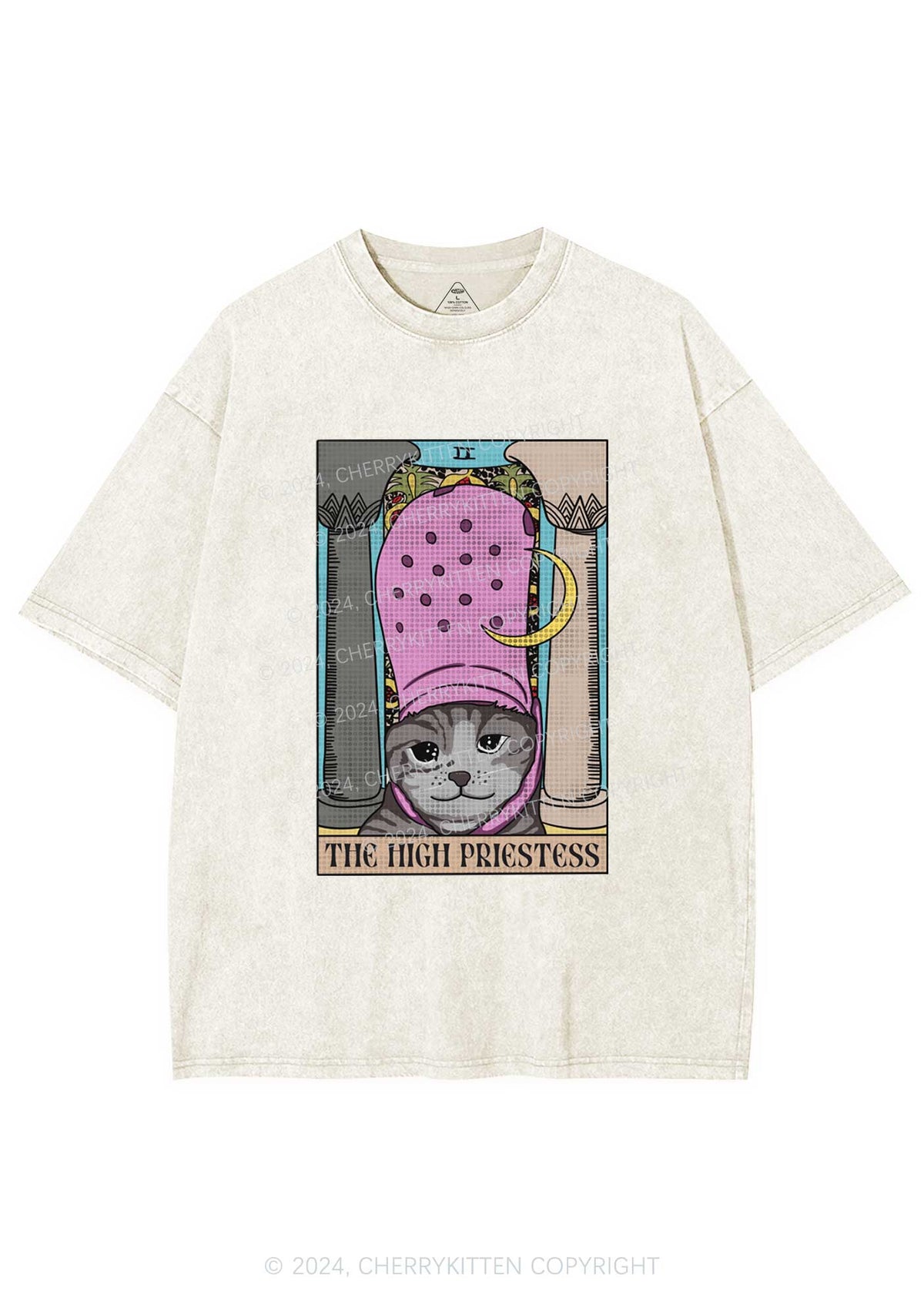 High Priestess Cat Y2K Washed Tee Cherrykitten