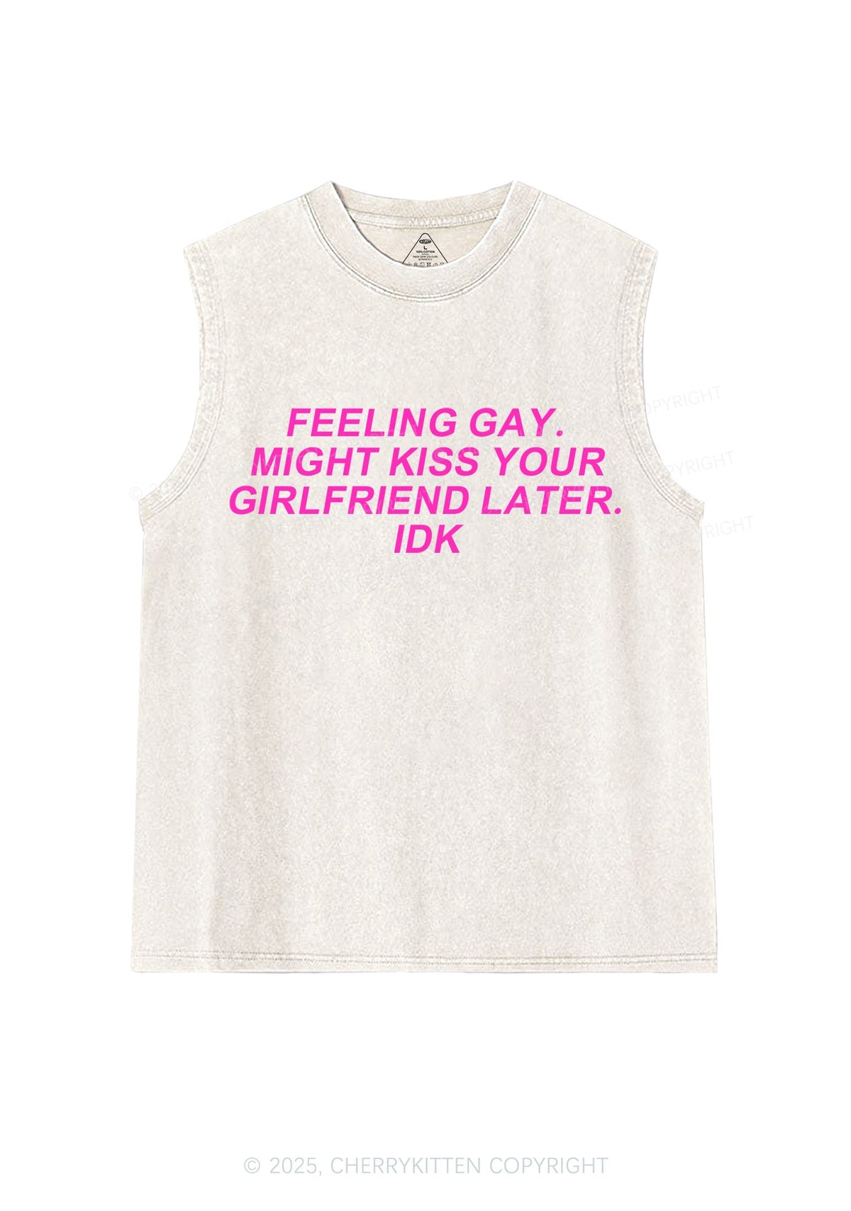 Kiss Your GF Later Pride Y2K Washed Muscle Tank Cherrykitten