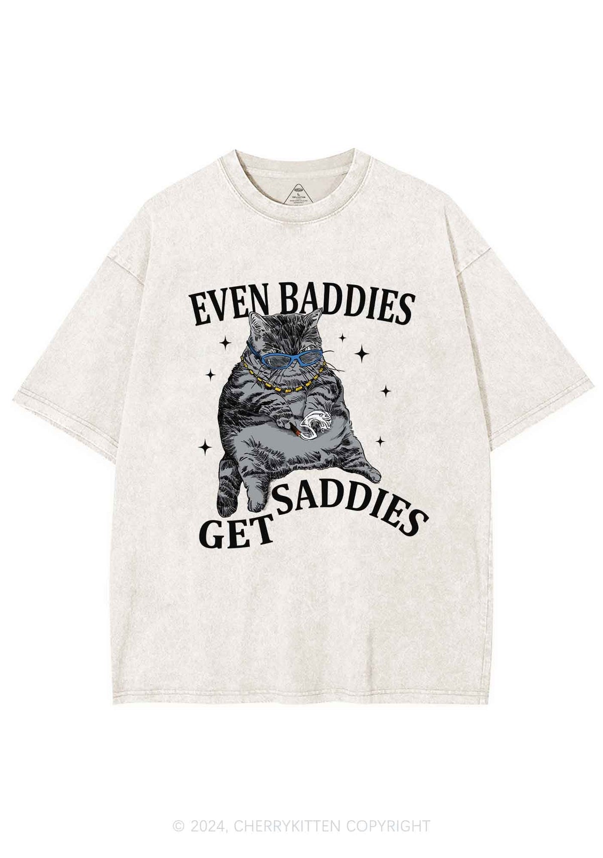 Even Baddies Get Saddies Y2K Washed Tee Cherrykitten