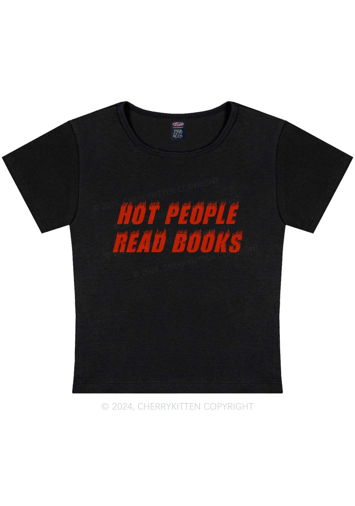 Hot People Read Books Y2K Baby Tee Cherrykitten