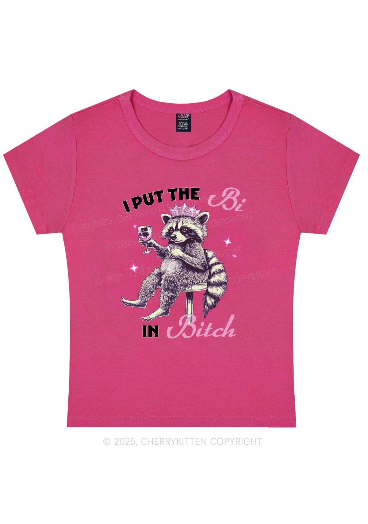 Bi Bxxch Raccoon Pride Y2K Baby Tee Cherrykitten