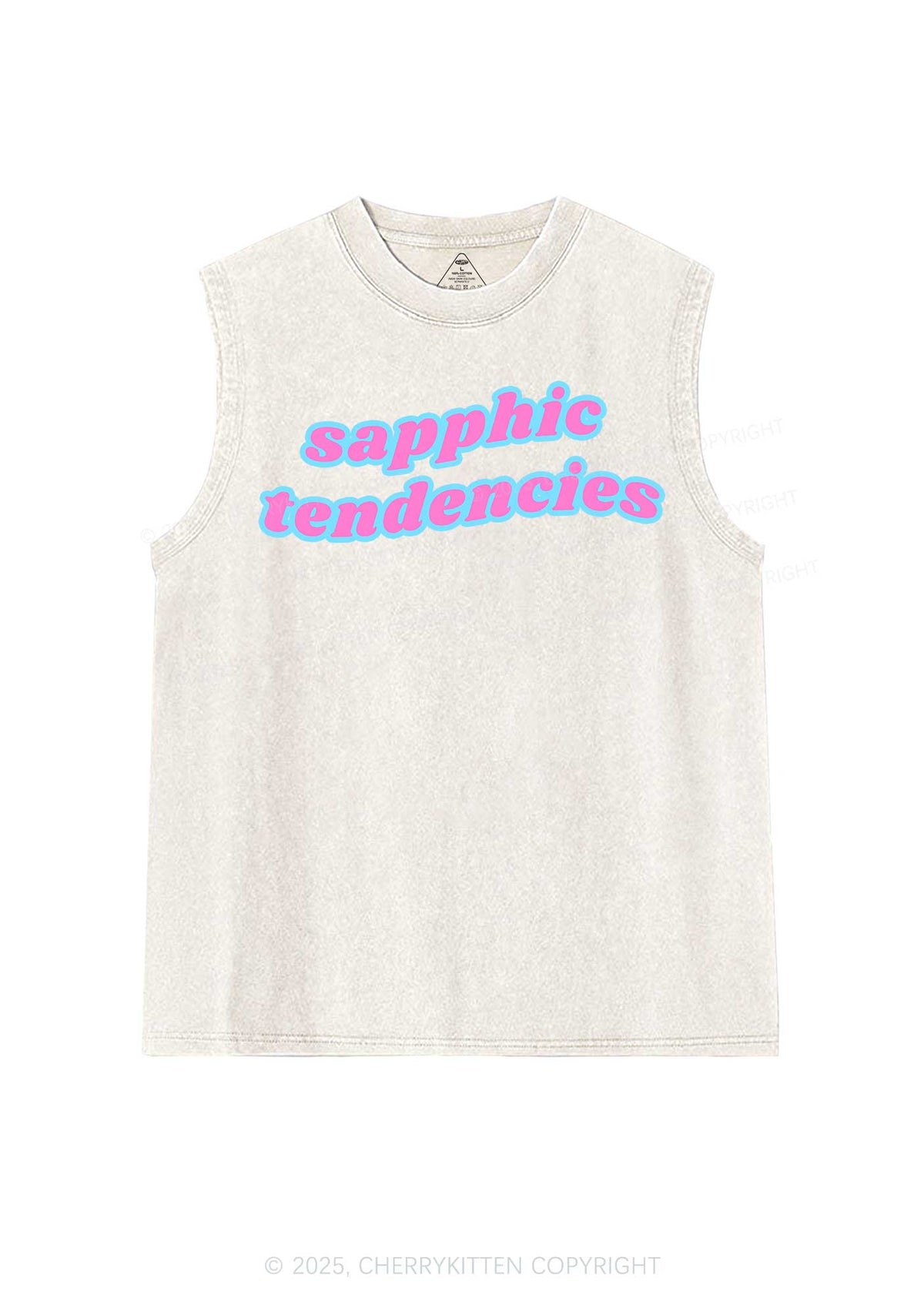 Sapphic Tendencies Pride Y2K Washed Muscle Tank Cherrykitten