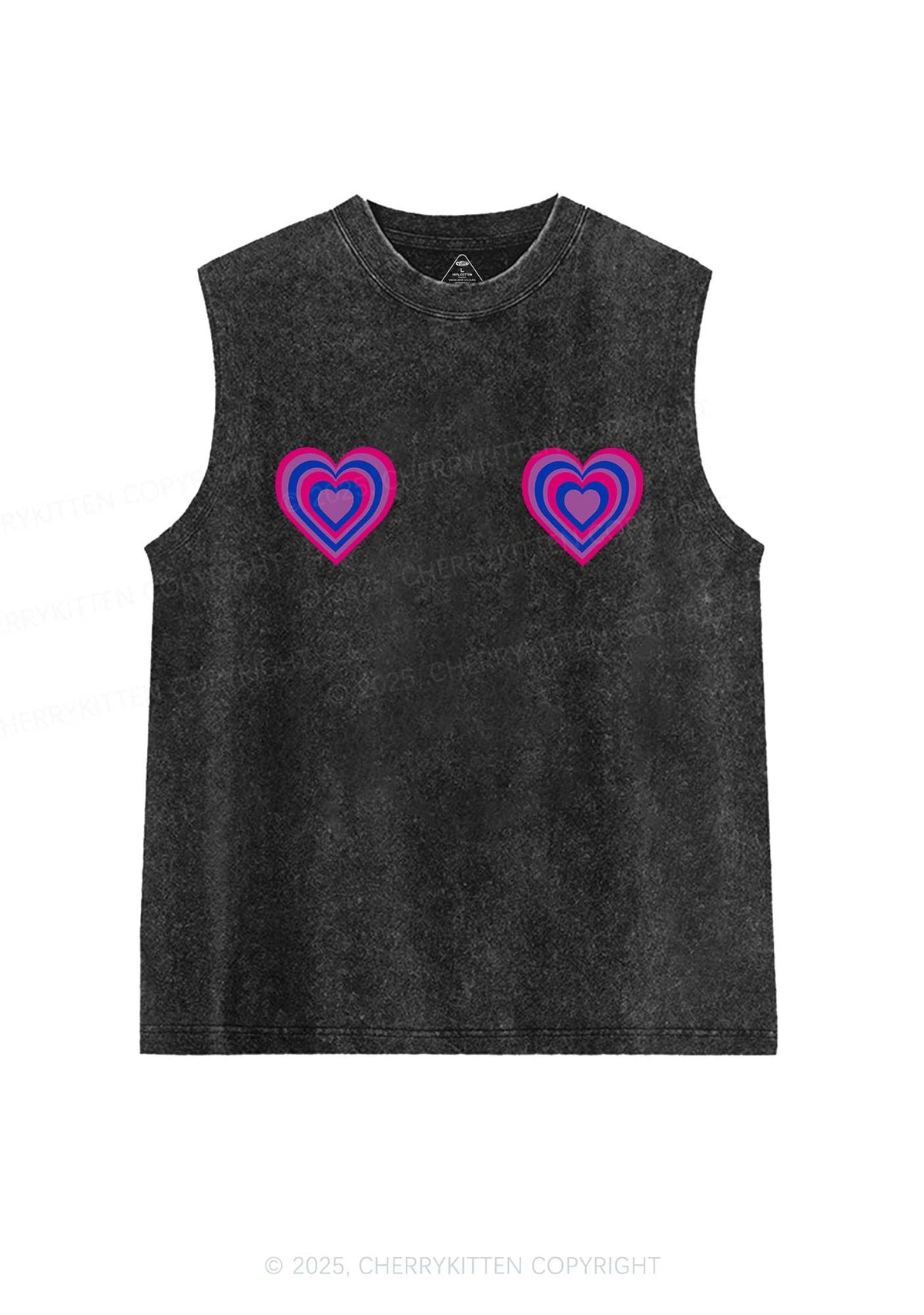 Bisexual Heart Pride Y2K Washed Muscle Tank Cherrykitten