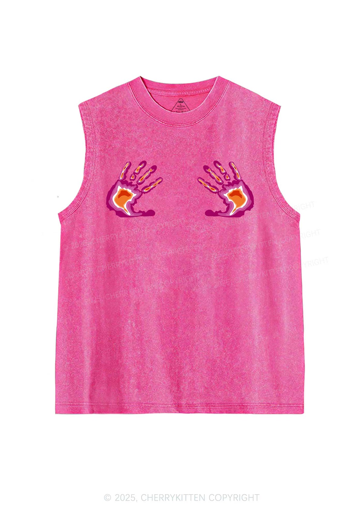 Lesbian Thermal Hands Y2K Washed Muscle Tank Cherrykitten