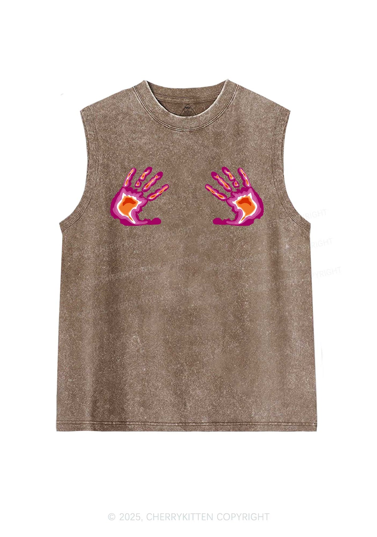 Lesbian Thermal Hands Y2K Washed Muscle Tank Cherrykitten