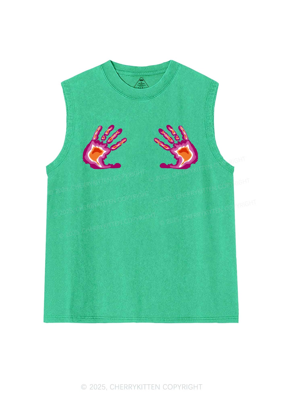 Lesbian Thermal Hands Y2K Washed Muscle Tank Cherrykitten