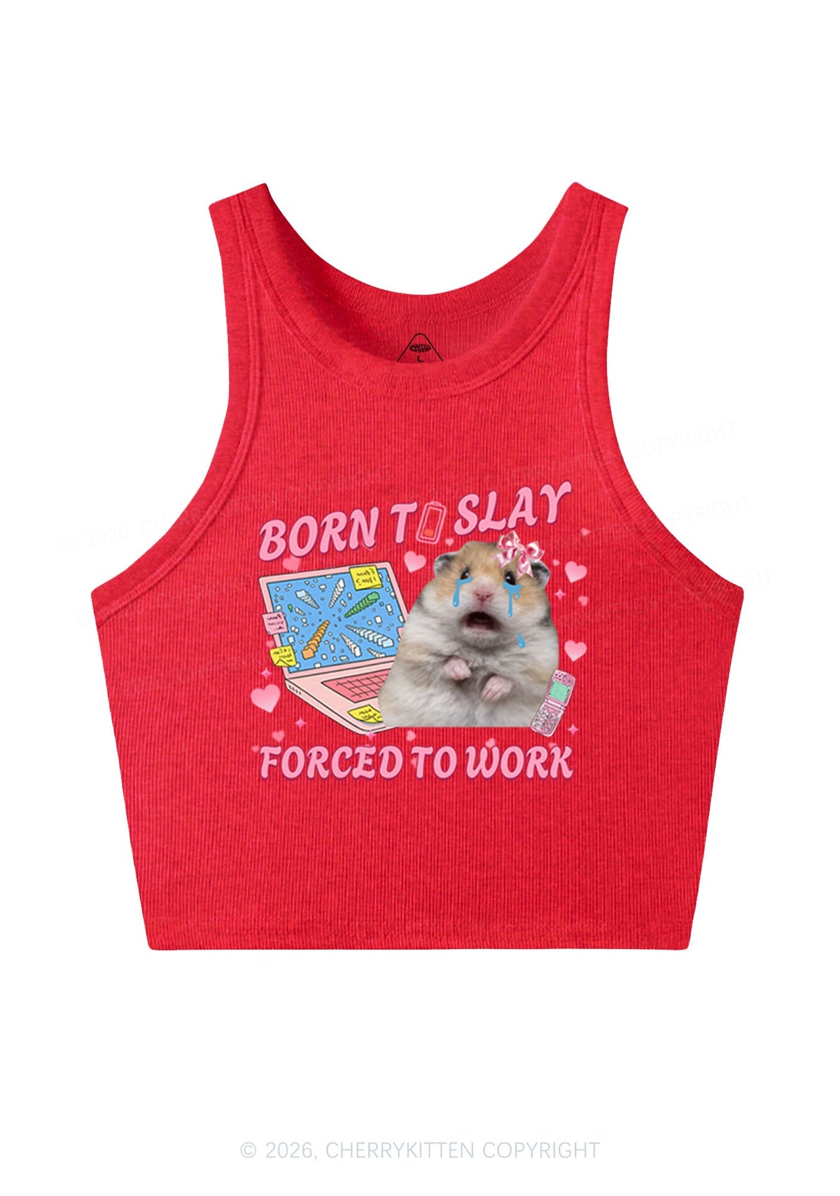 Custom Meme Born To Slay Y2K Crop Tank Top Cherrykitten