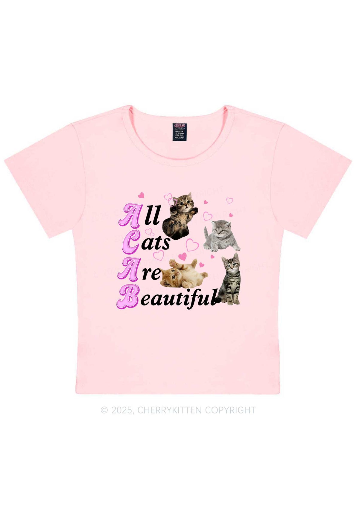 All Cats Are Beautiful Y2K Baby Tee Cherrykitten