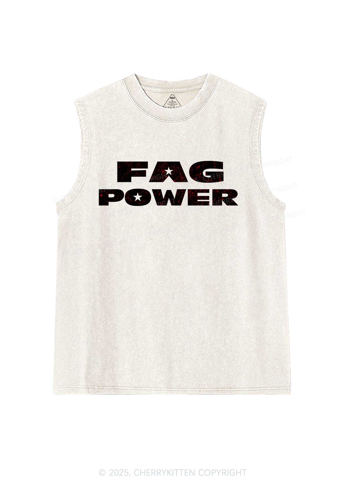 Fag Power Pride Y2K Washed Muscle Tank Cherrykitten
