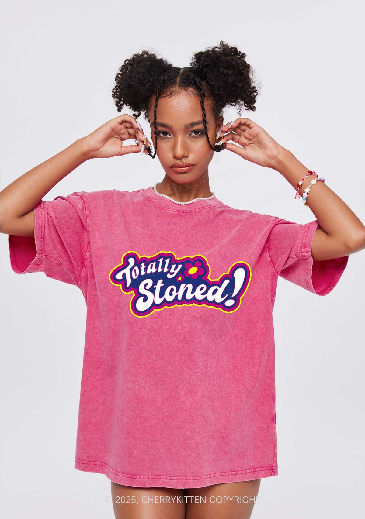 Totally Stoned Y2K Shirts Washed Tee Cherrykitten