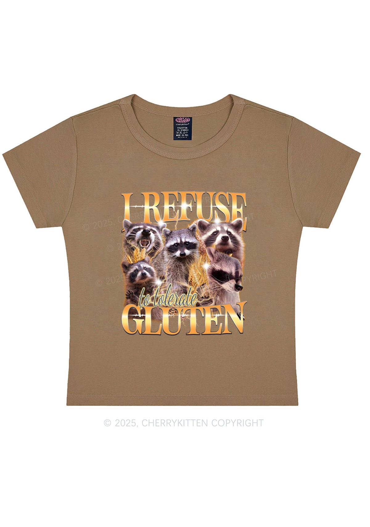 Raccoons Refuse Tolerate Gluten Y2K Baby Tee Cherrykitten