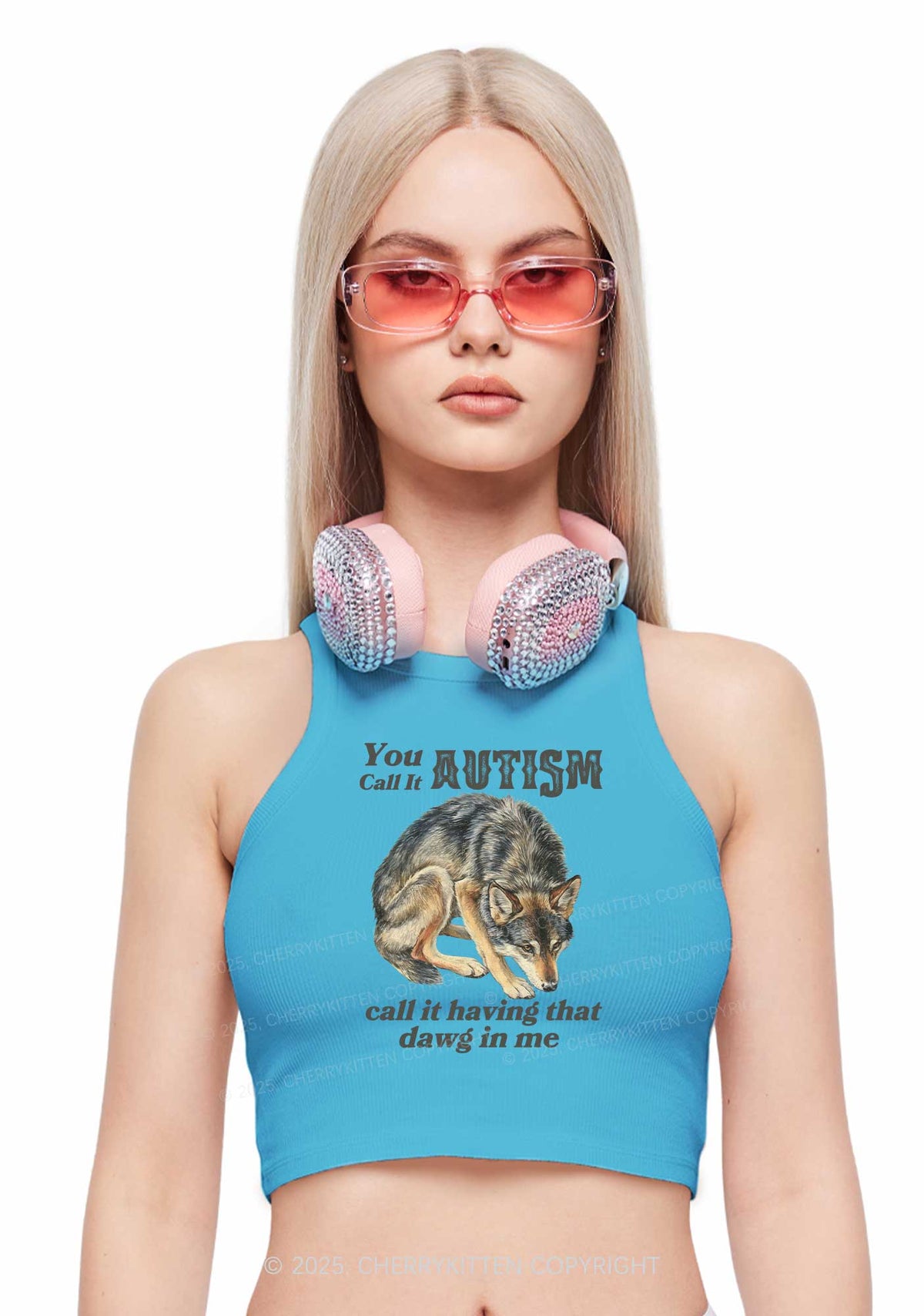 You Call It Autism Y2K Crop Tank Top Cherrykitten