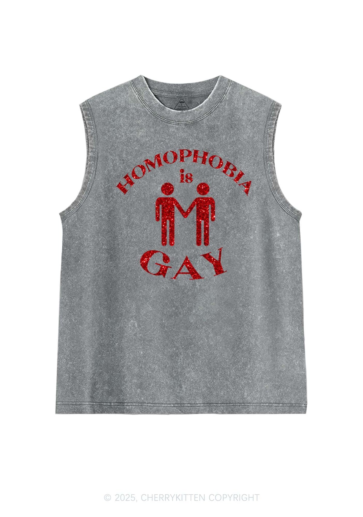 Glitter Homophobia Is Gay Pride Y2K Washed Muscle Tank Cherrykitten