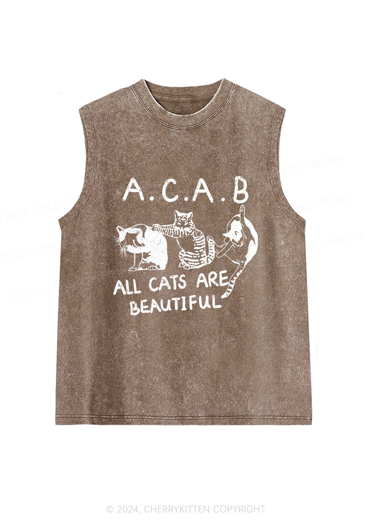 ACAB Cats Y2K Washed Tank Cherrykitten