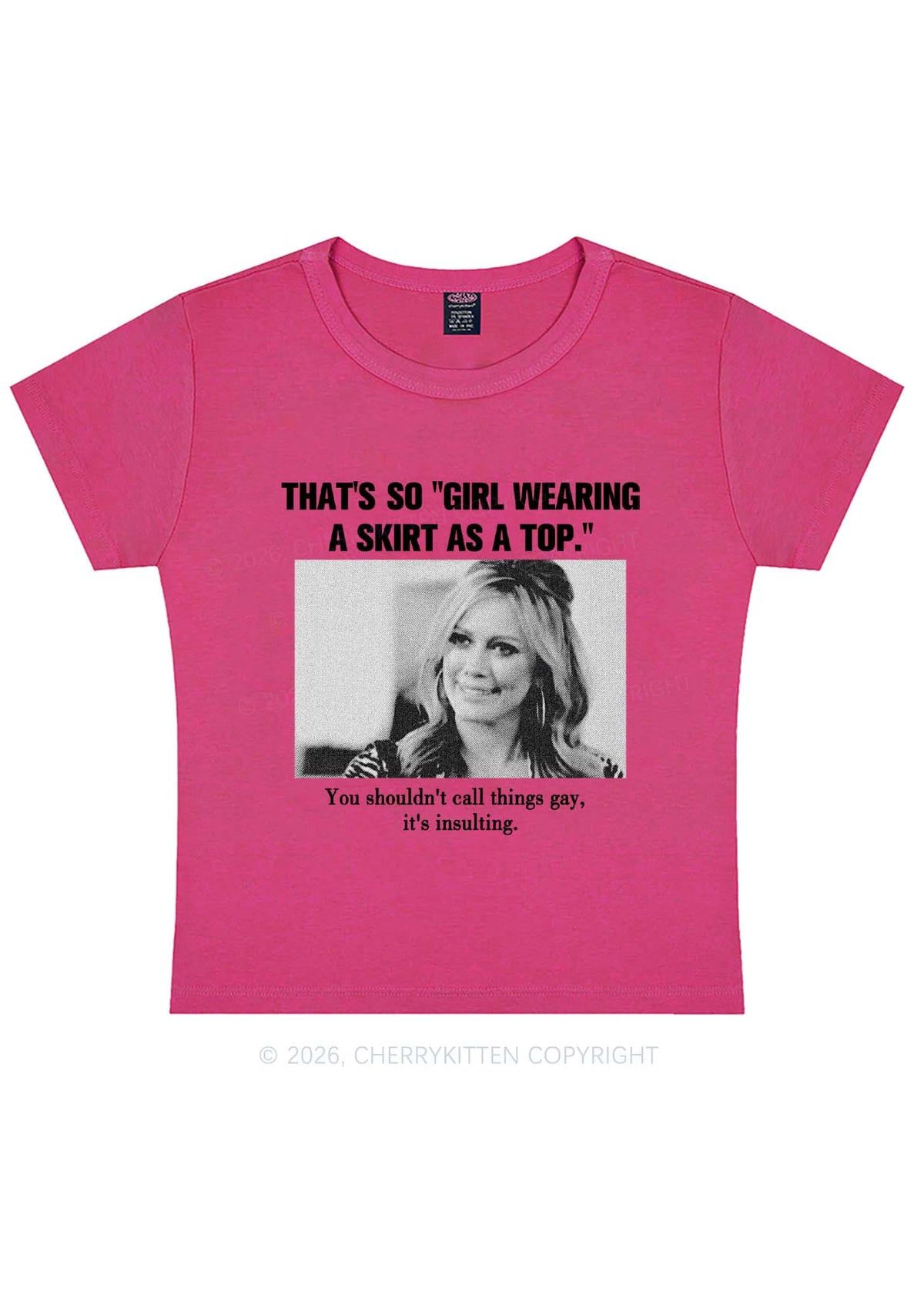 Girl Wearing A Skirt As A Top Y2K Baby Tee Cherrykitten
