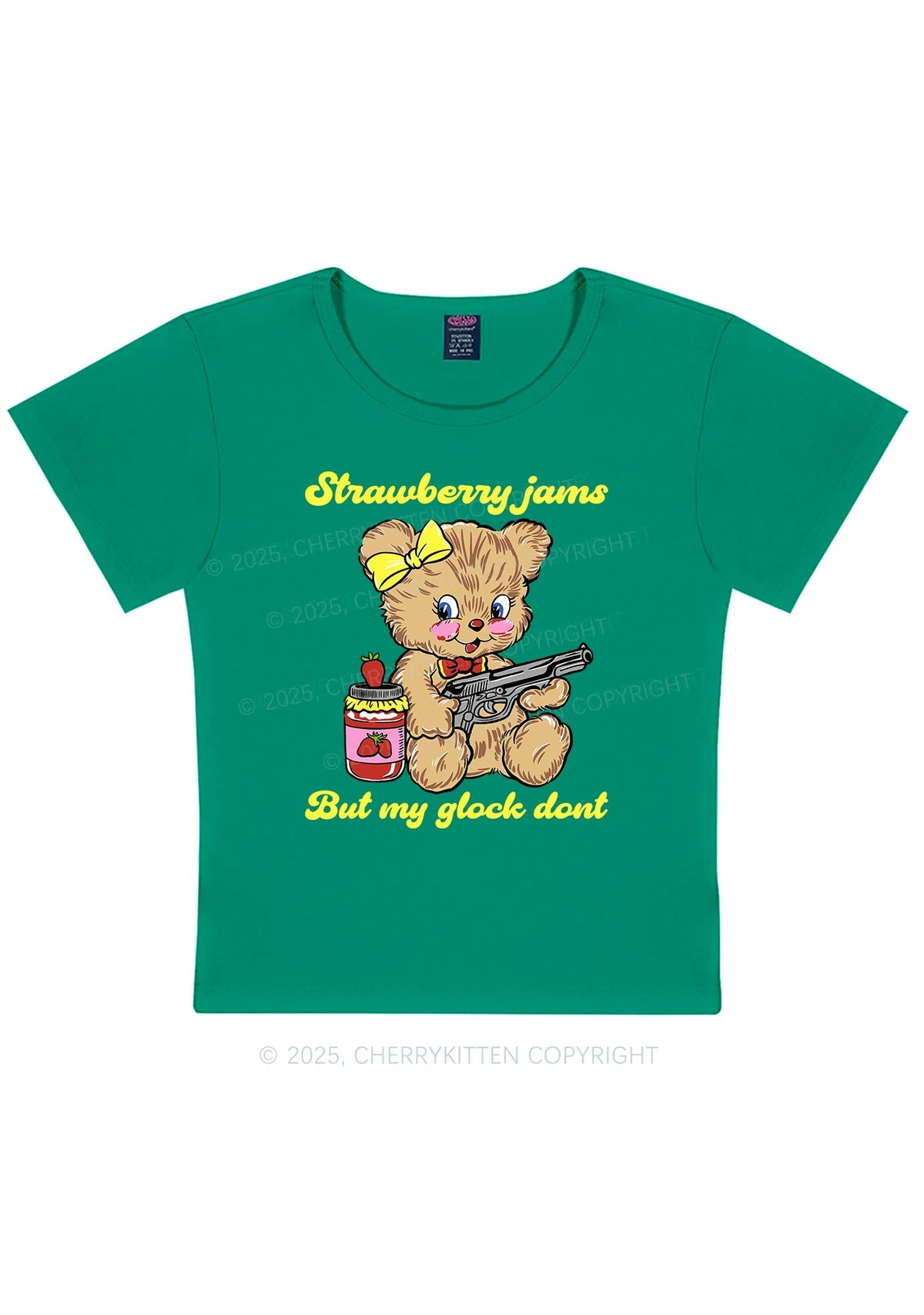 Strawberry Jams Bear Y2K Baby Tee Cherrykitten
