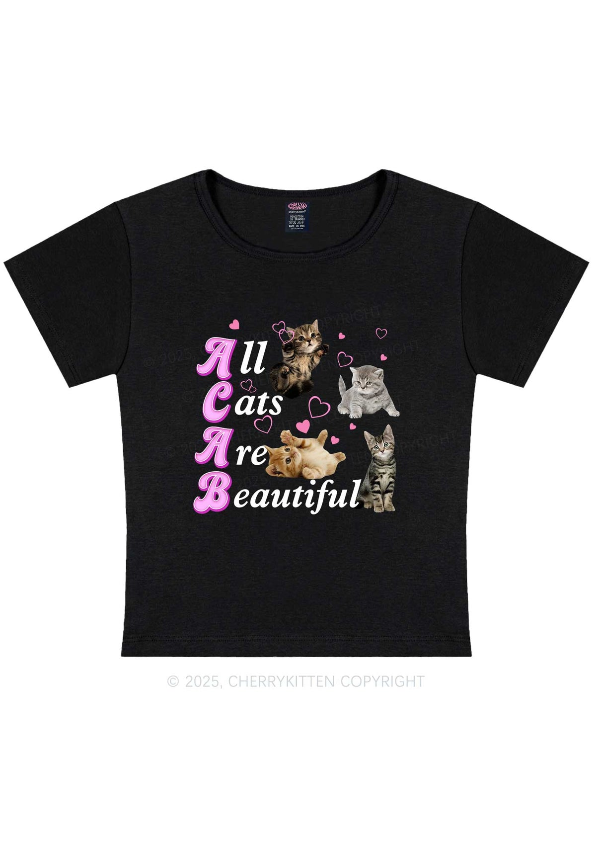 All Cats Are Beautiful Y2K Baby Tee Cherrykitten