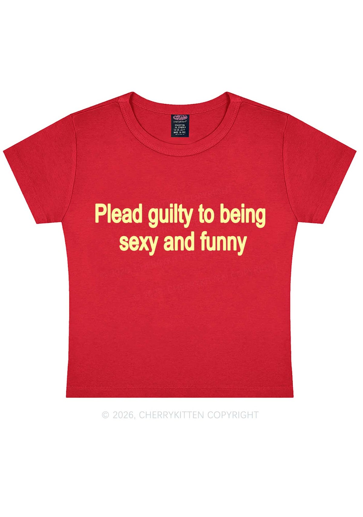 Plead Guilty To Being Funny Y2K Baby Tee Cherrykitten