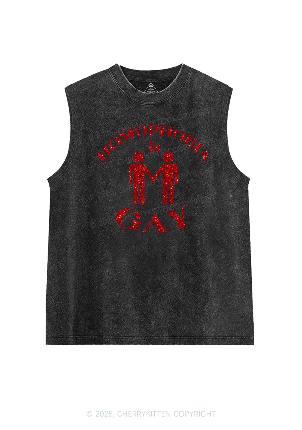 Glitter Homophobia Is Gay Pride Y2K Washed Muscle Tank Cherrykitten
